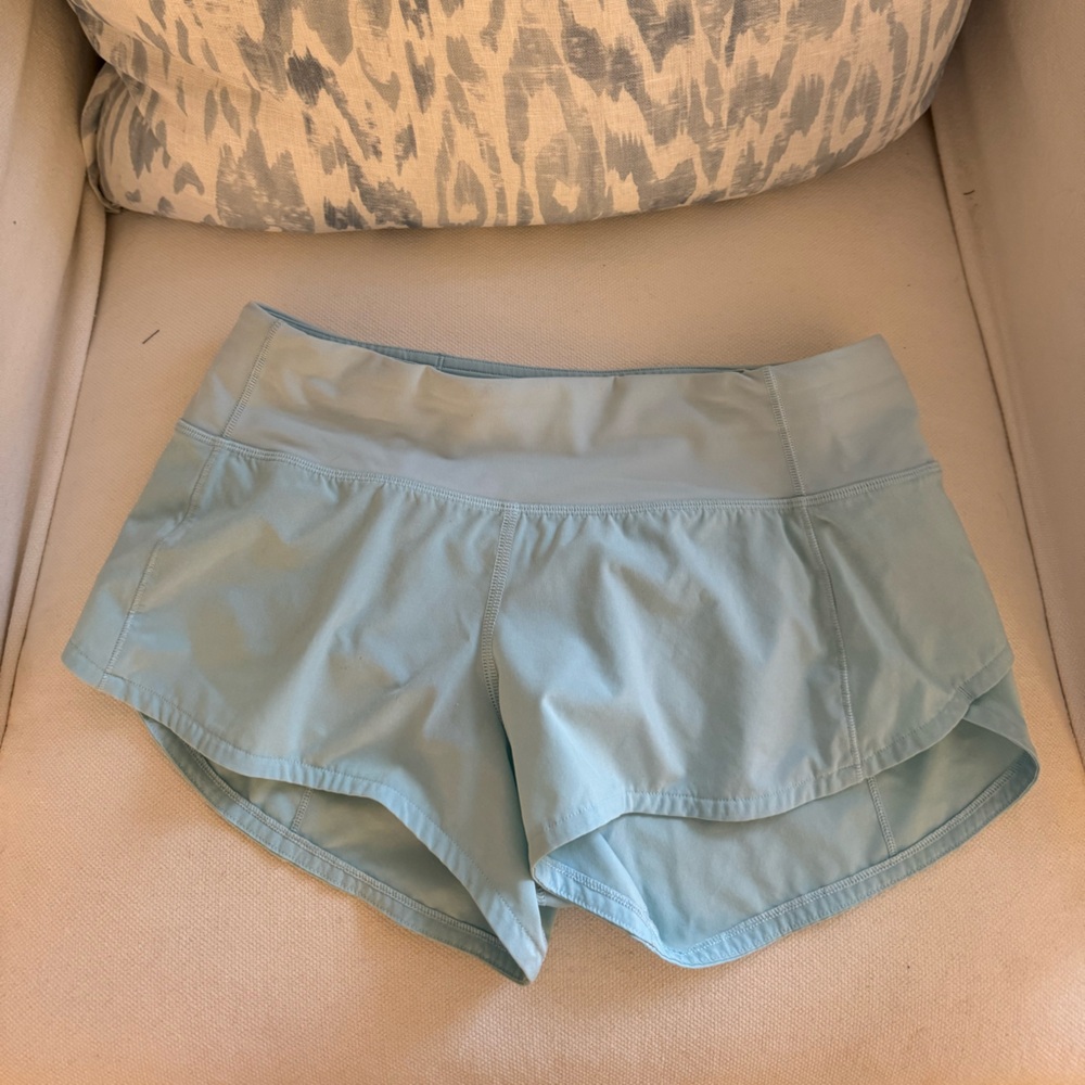 Light blue/ turquoise lululemon speed up athletic shorts
